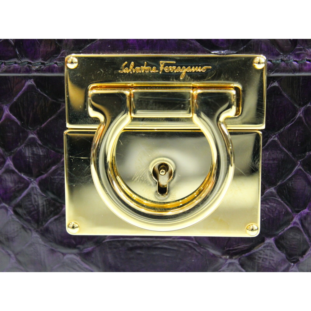 Salvatore Ferragamo 2way Handbag Python Purple - image 8
